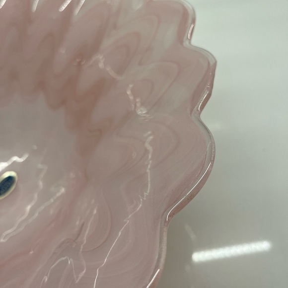MURANO Lavorazione Arte Glass Bowl Pink Scalloped Edge Translucent Decorative - Picture 10 of 14